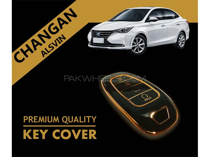 Changan Alsvin 2021-2023 Key Cover | Premium PVC Quality | Black Gold | Pack Of 1