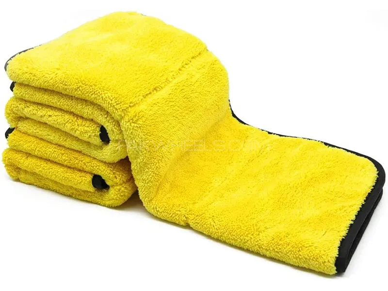 Microfiber Towel 40cmx40cm Plush Interline 1000GSM Yellow And Grey - Pack Of 1 Image-1