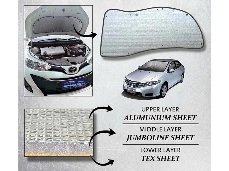 Honda City 2009-2021 Bonnet Insulation Namda | Silver Aluminium | Triple Layer Image-1