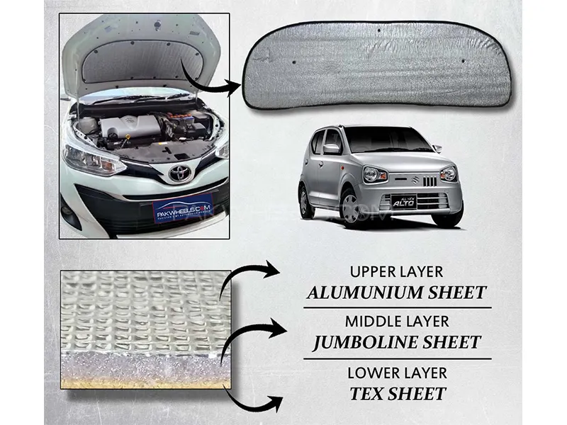 Suzuki Alto 2019-2023 Bonnet Insulation Namda | Silver Aluminium | Triple Layer Image-1