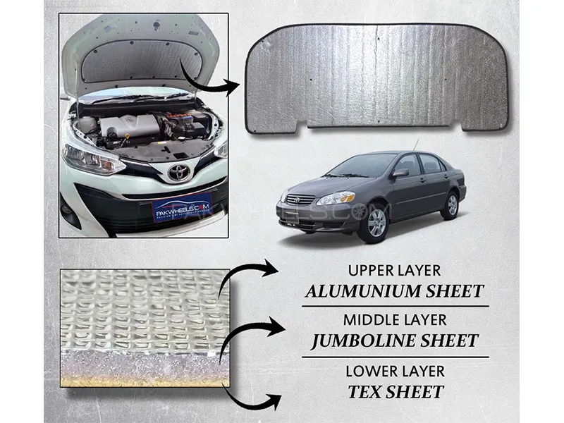Toyota Corolla 2002-2008 Bonnet Insulation Namda | Silver Aluminium | Triple Layer Image-1