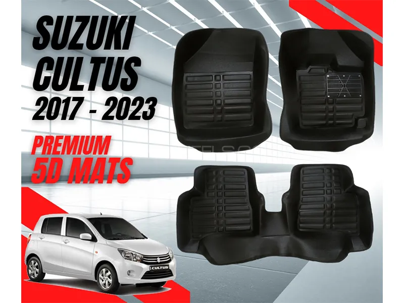 Suzuki Cultus 2017-2023 5D Floor Mats | Premium Quality | Black | Dual Layer | Non Slip Image-1