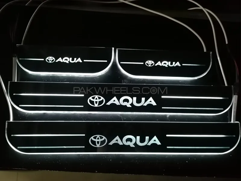 Toyota Aqua Acrylic Door Sill Plates With Lights Multi Color LED Set RGB Image-1