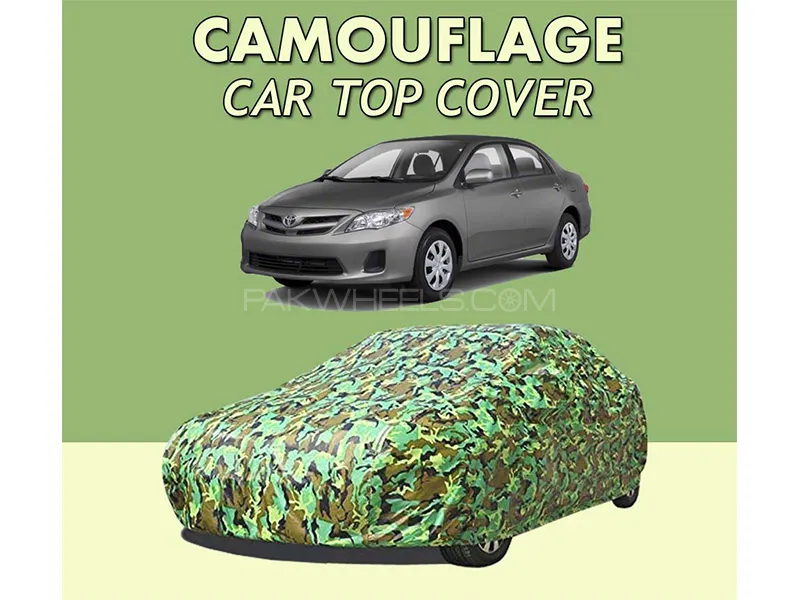 Toyota Corolla 2008-2014 Top Cover | Camouflage Design Parachute | Double Stitched | Dust Proof | Wa Image-1