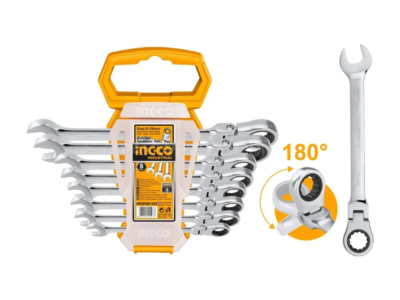 Ingco 8 Pcs Flexible Ratchet Spanner set Image-1