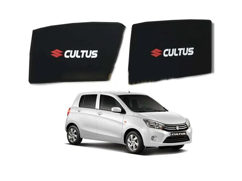 Suzuki Cultus 2018-2023 Fix Side Shade With Logo Black UV Protection Heat Protection