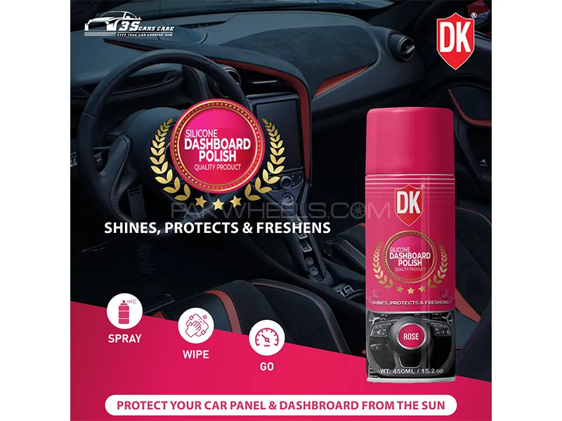 DK Silicon Dashboard Polish - Rose - 450ml | Interior Care  Image-1