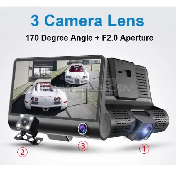 Car Camera WDR Dashcam 3 Camera Lens Video Car DVR Full HD 1080P-01001401 Image-1