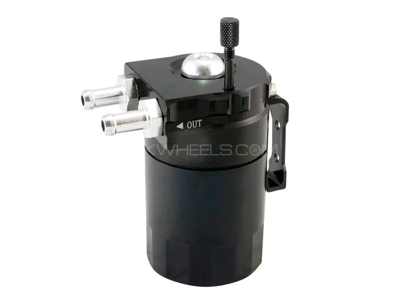 Universal Aluminum Oil Reservoir Fuel Catch Tank Black Image-1