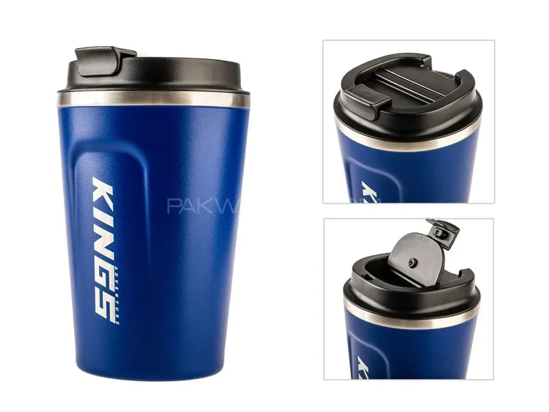Adventure Kings Blue Coffee Cup | 380ml Vacuum Travel Mug For Hot & Cold Drinks Image-1