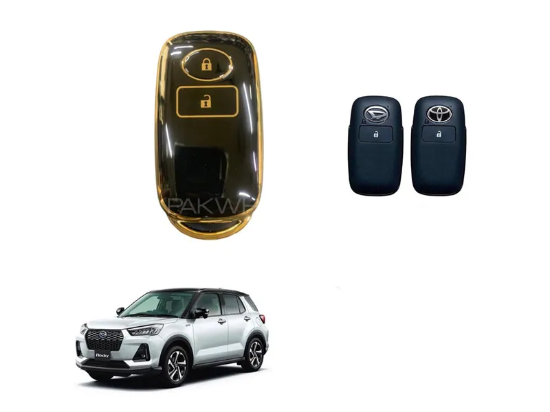 Daihatsu Rocky 2019-2023 TPU Key Cover Black and Gold Image-1