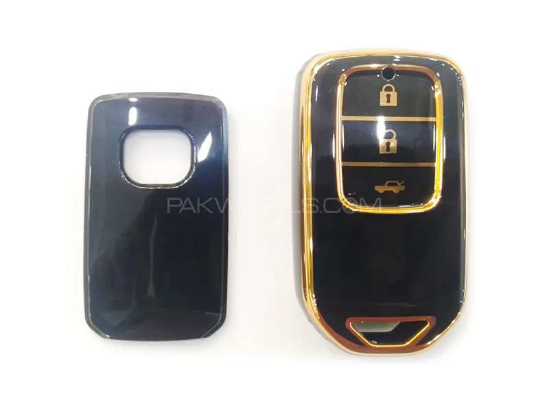 Honda Civic X Plastic Remote Case Golden Black Image-1