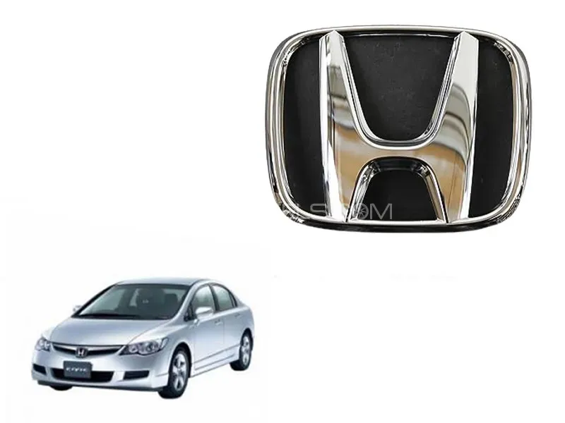 Honda Civic 2006-2012 Front Grill Logo | Fiber Plastic | Black  Image-1