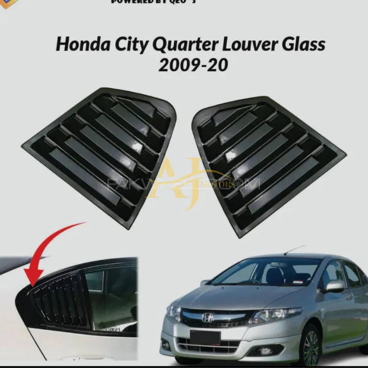 Honda City Quarter Louvers | Rear Window Glass Louvers Black Model 2009-2020 Image-1