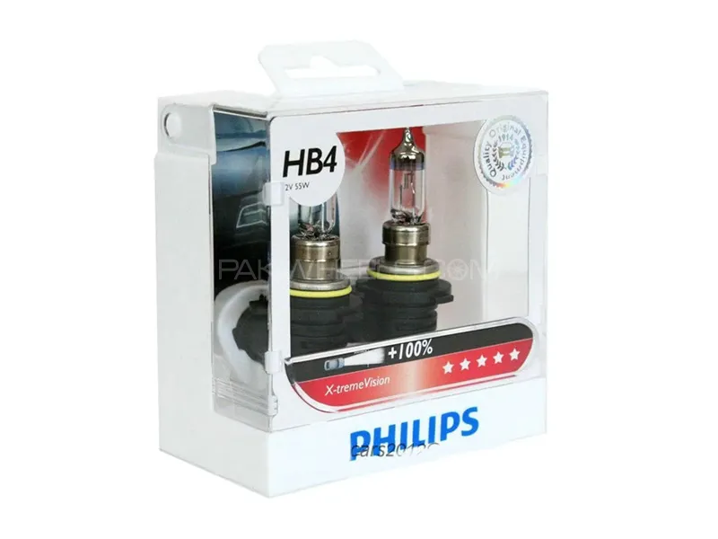 Philips Xtreme Vision 12v 55w Soft Yellow 100% Headlight Bulbs HB4 - 9006 - Made in Germany Image-1