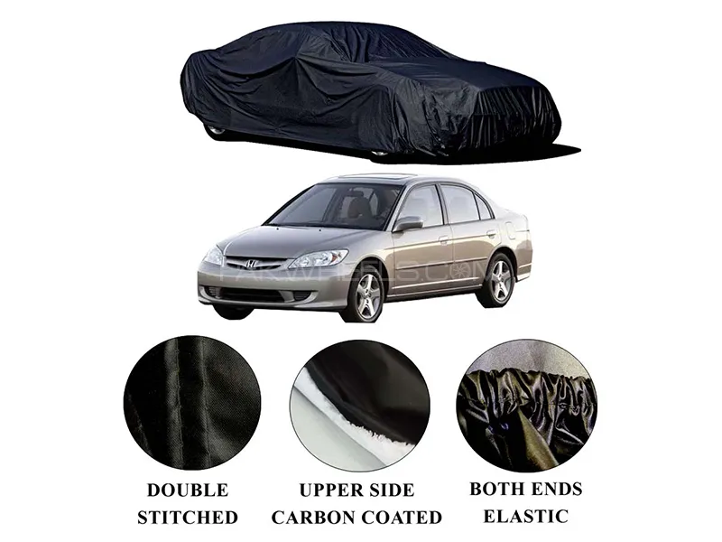 Honda Civic 2002-2006 Polymer Carbon Coated Car Top Cover | Double Stitched | Water Proof Image-1