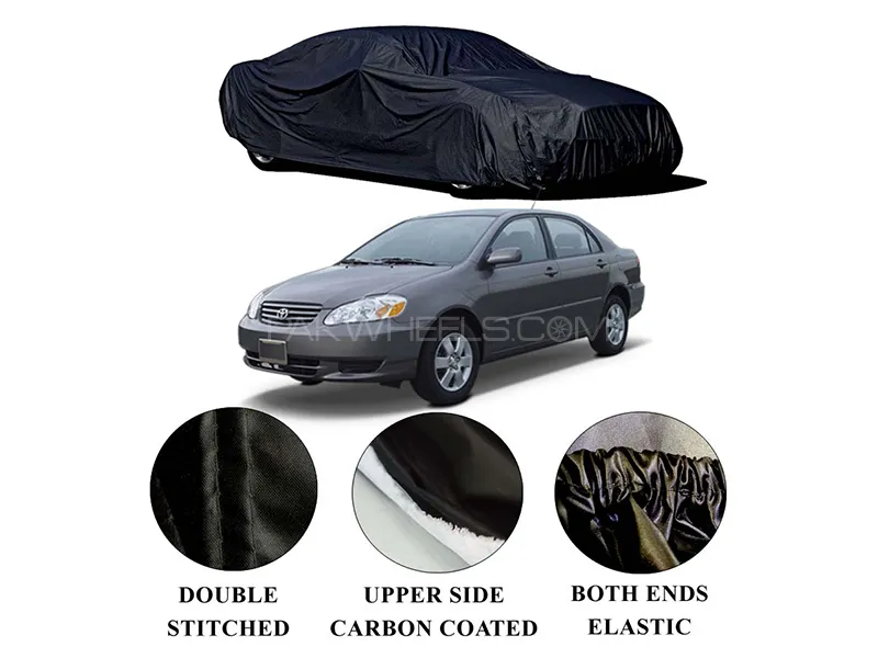 Toyota Corolla 2002-2008 Polymer Carbon Coated Car Top Cover | Double Stitched | Water Proof Image-1