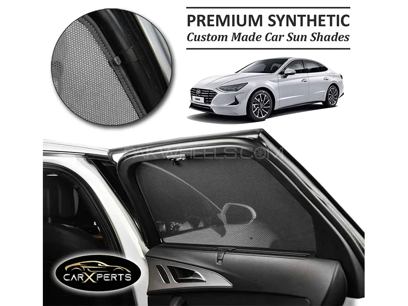 Hyundai Sonata Premium Car Sun Shades | Synthetic PolyNet Heat Proof Fabric | Foldable Image-1