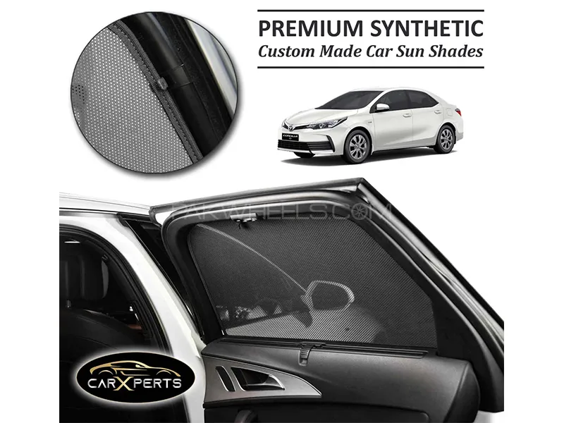 Toyota Corolla 2014-2023 Premium Car Sun Shades | Synthetic PolyNet Heat Proof Fabric | Foldable Image-1