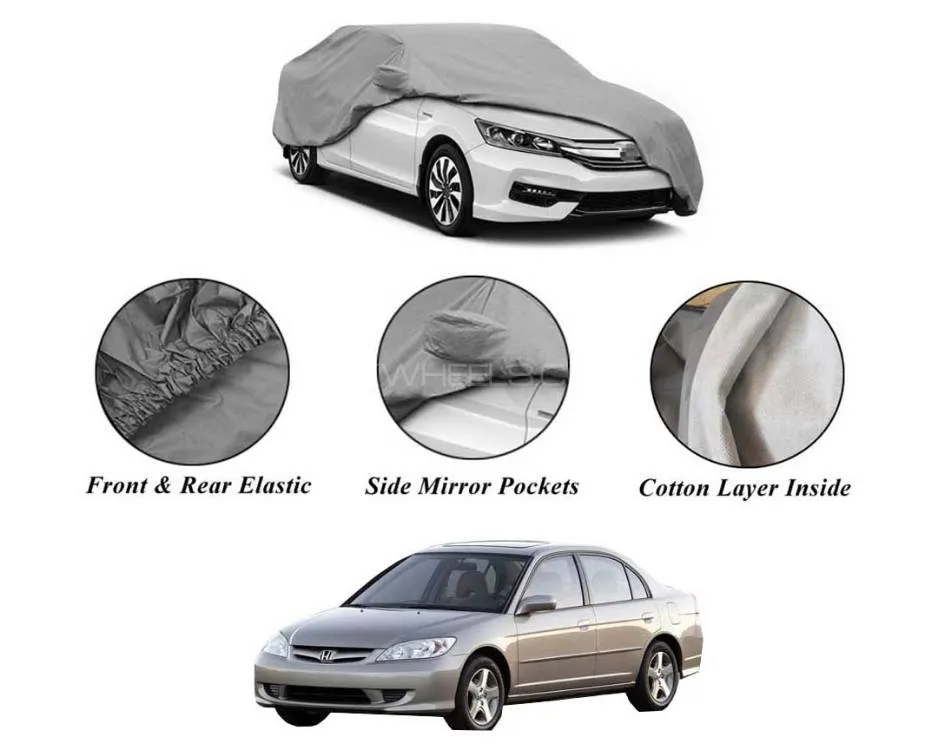 Honda Civic 2001-2004 Non Wooven Inner Cotton Layer Car Top Cover | Anti-Scratch | Waterproof  Image-1