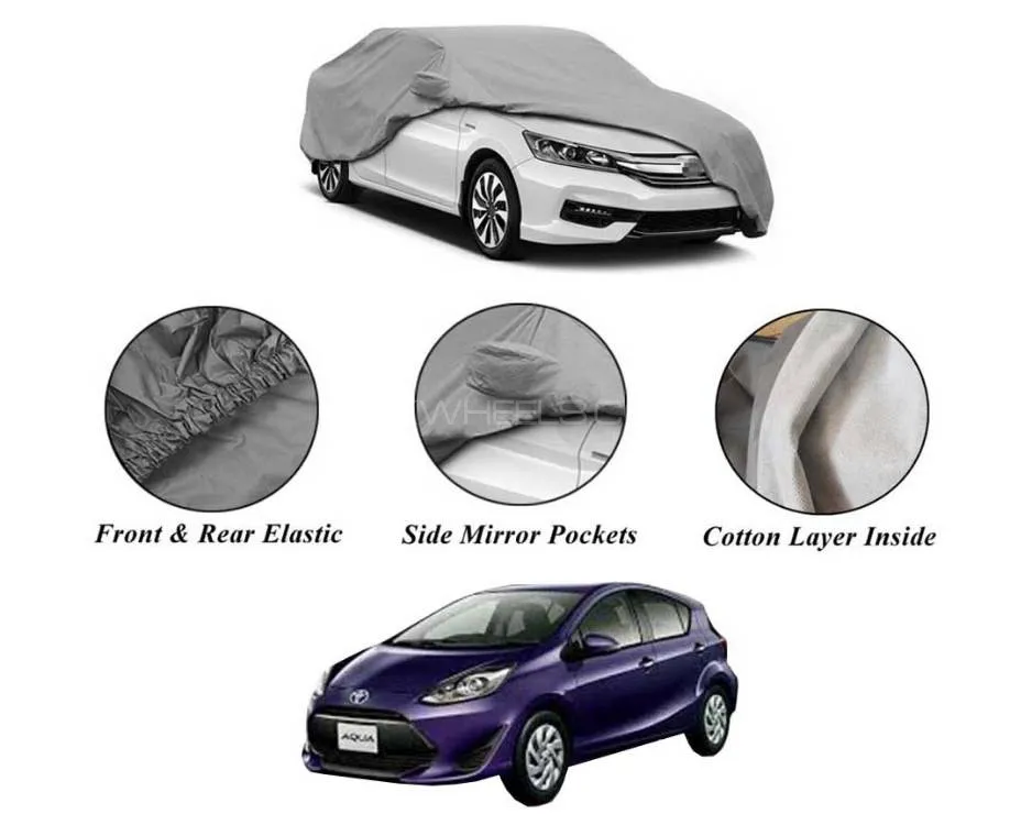 Toyota Aqua 2013-2020  Non Wooven Inner Cotton Layer Car Top Cover | Anti-Scratch | Waterproof  Image-1