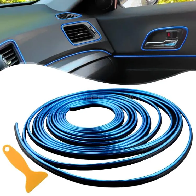 Car Interior Moulding Trim Strip | DIY Automobile Decoration Strip | 5M-16FT | Pack Of 1 | Blue Image-1