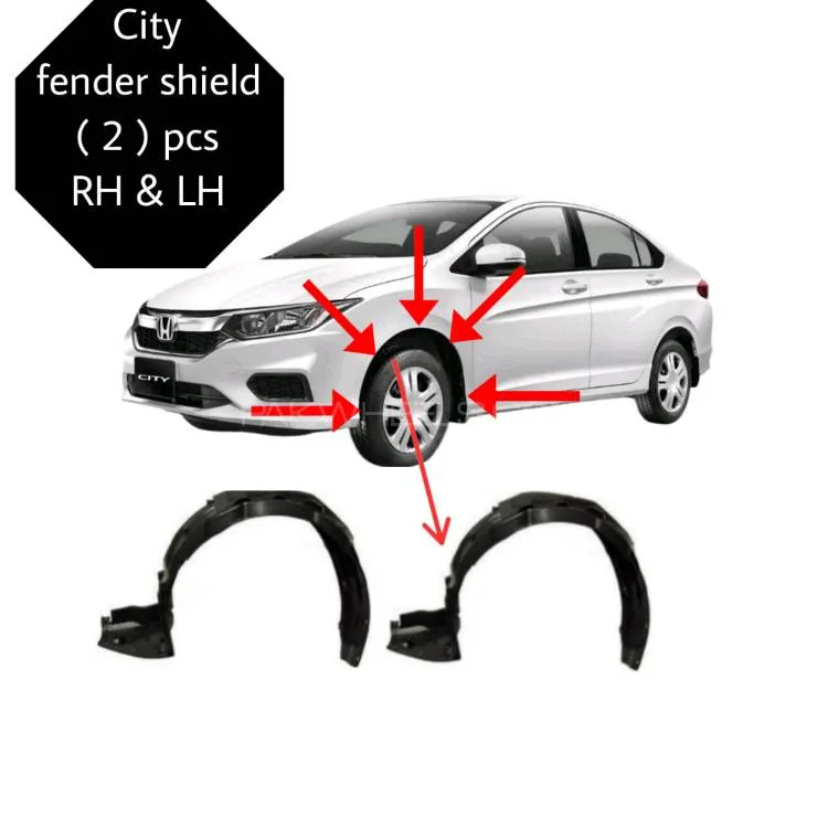 Honda City Fender shield ( 2 ) pcs 2008 - 2023 Gm RH & LH both side ( save your car from Rust ) Blac Image-1