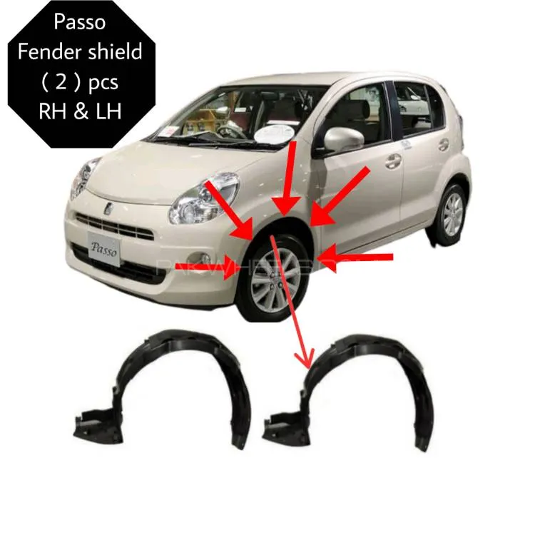 Passo Fender shield ( 2 ) pcs RH & LH ( Save your car from Rust ) front both side Black colour Image-1