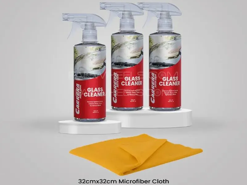 Carrera Pack of 3 Glass Cleaner 500ml with Microfiber Image-1