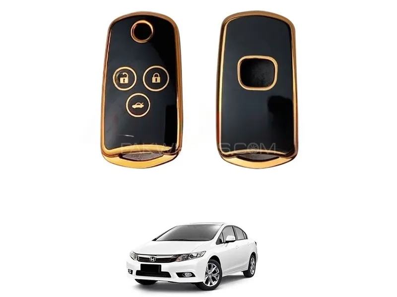 Honda Civic 2012-2015 Triborn TPU Keycover Black & Gold Image-1