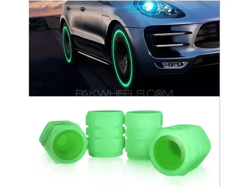 Universal Fluorescent Tire Valve Cap - Green Image-1