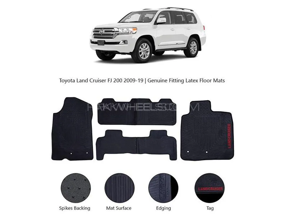 Toyota Land Cuiser V8 2010-2022 Latex Rubber Floor Mats Genuine Fitting - 4pcs Set Image-1