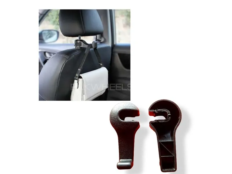 Universal Car Seat Headrest Hook Bag Holder 2pcs Black Image-1