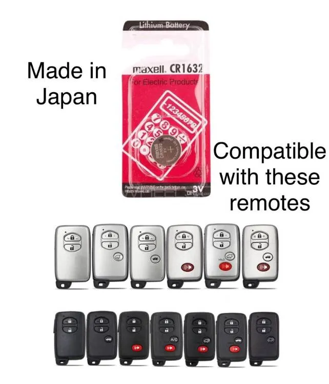 Maxell 1632 Cell For Toyota Remote keys - Made In Japan 