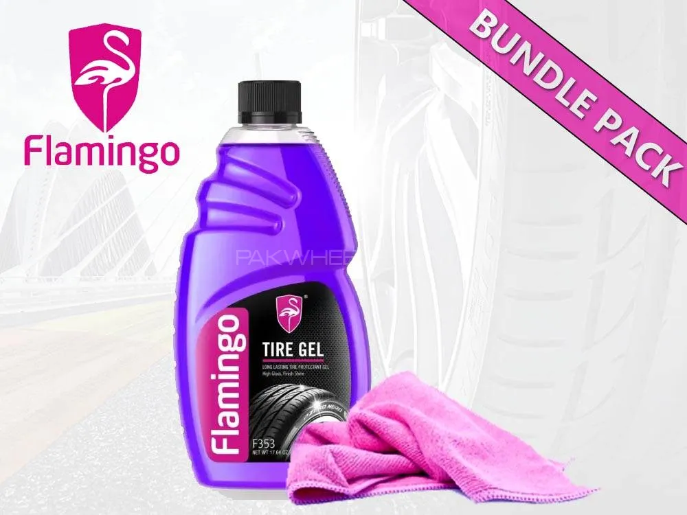 Flamingo Tire Gel With Microfiber Cloth | Bundle Pack | 500ml | Tire Shining | Tire Cleaning