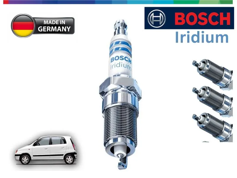Hyundai Santro 1997-2014 Iridium Spark Plugs 3 Pcs- BOSCH - Made in Germany Image-1