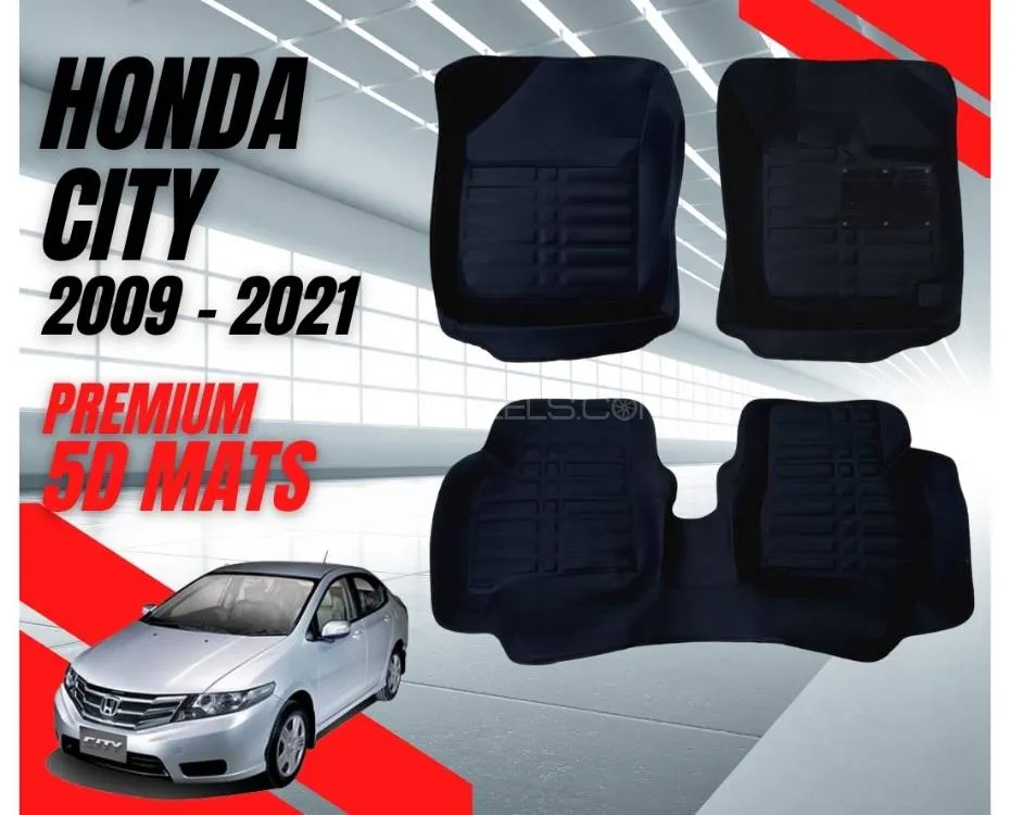 Honda City 2009 - 2021 5D Floor Mats | Premium Quality | Black | Dual Layer | Non Slip Image-1