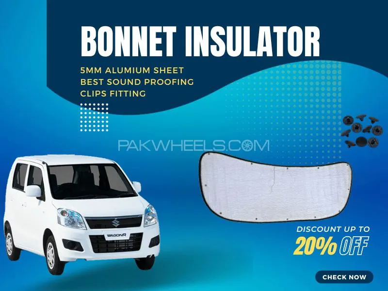 Bonnet Insulator for Suzuki Wagon R 2014-2024 5mm Aluminum Sound Damping Sheet with Clips Fitting Image-1
