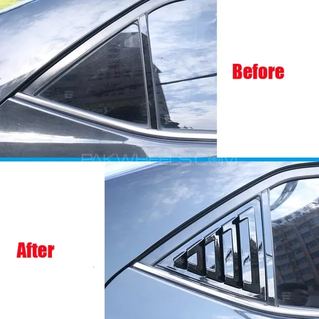 Quarter Glass Louvers for Toyota Corolla Fine Quality with Double Tape Fitting Image-1