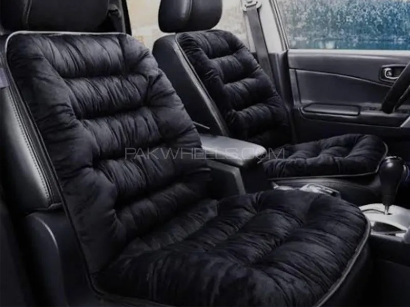 Car Seat Black Soft Cushion Covers Black Velvet Smooth Ultra Comfort Cover 1pc Image-1