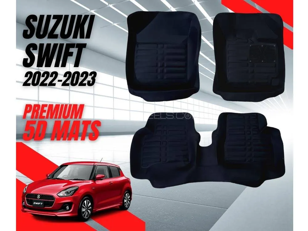 Suzuki Swift 2022 - 2024 5D Floor Mats | Premium Quality | Black| Dual Layer | Non Slip Image-1