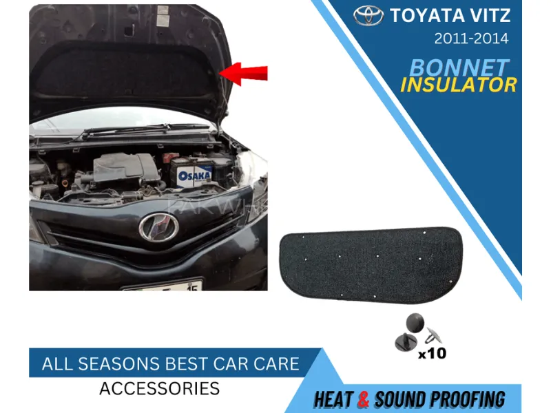 Bonnet Insulator Toyota Vitz 2014-2017 for Heat & Sound Proofing with Clips Image-1