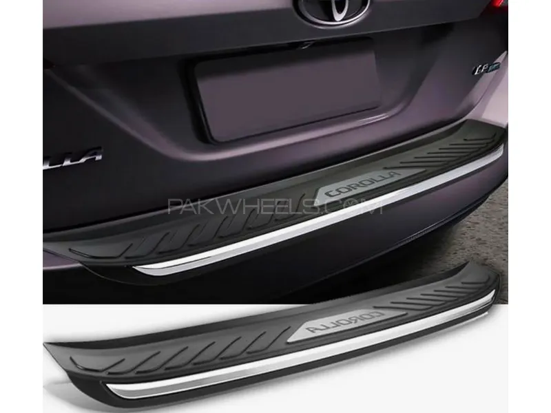 Toyota Corolla 2015 to 2024 Back Bumper Scuff Plate Fine Quality Double Tape Fitting Black - 1PC Image-1