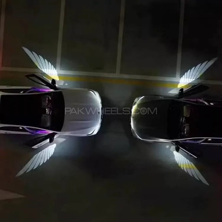 Angel wings welcome light, car rearview mirror welcome light，Set of 2 pieces Image-1