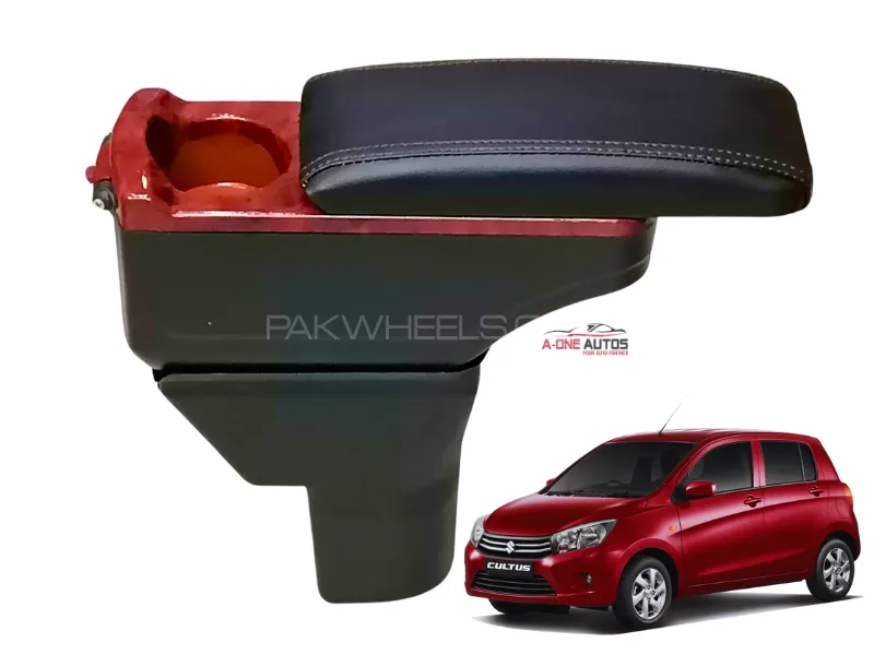 Suzuki Cultus Center Arm Rest Console with Cup Holder and Wooden Paneling / Cup Holder Fitting Image-1