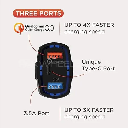 7A 3 Ports USB Car Fast Charger 3.0 and C-Type Port Option 7A 3 Ports USB Car Fast Charger 3.0 and C-Type Port Option Image-2