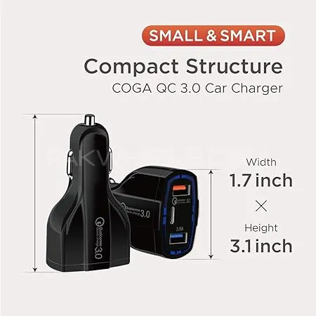 7A 3 Ports USB Car Fast Charger 3.0 and C-Type Port Option 7A 3 Ports USB Car Fast Charger 3.0 and C-Type Port Option Image-3