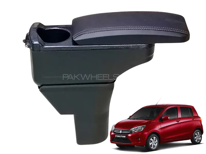 Suzuki Cultus Center Arm Rest Console with Cup Holder and Carbon Design / Cup Holder Fitting Image-1