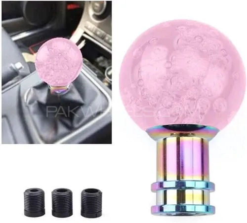 Universal Acrylic Round Ball Style Gear Shift Knob Manual Transmission Shifter Lever Stick(Pink) Image-1