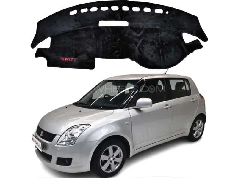 Suzuki Swift Dashboard Mat Cover Silky Soft Valvet Stuff Imported Quality China - Valvet Black Image-1